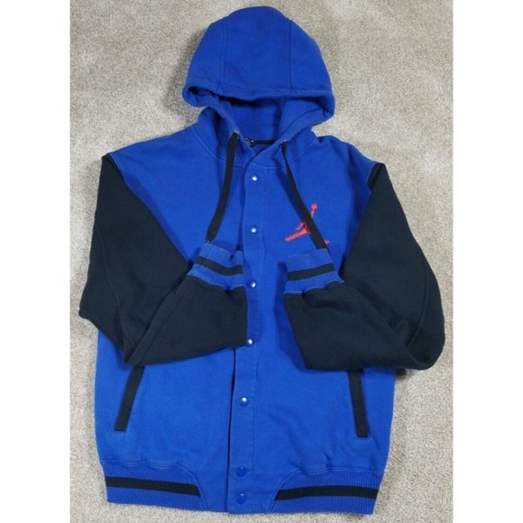 Nike Other - Nike Jordan Jumpman Varsity Hoodie Sweatshirt Blue/Black Front Snap Men's Medium